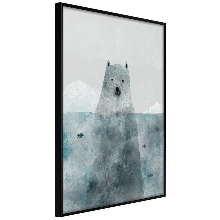 Wall Poster Polar Bear - animal in water with fish against a winter composition background 130755 additionalImage 2