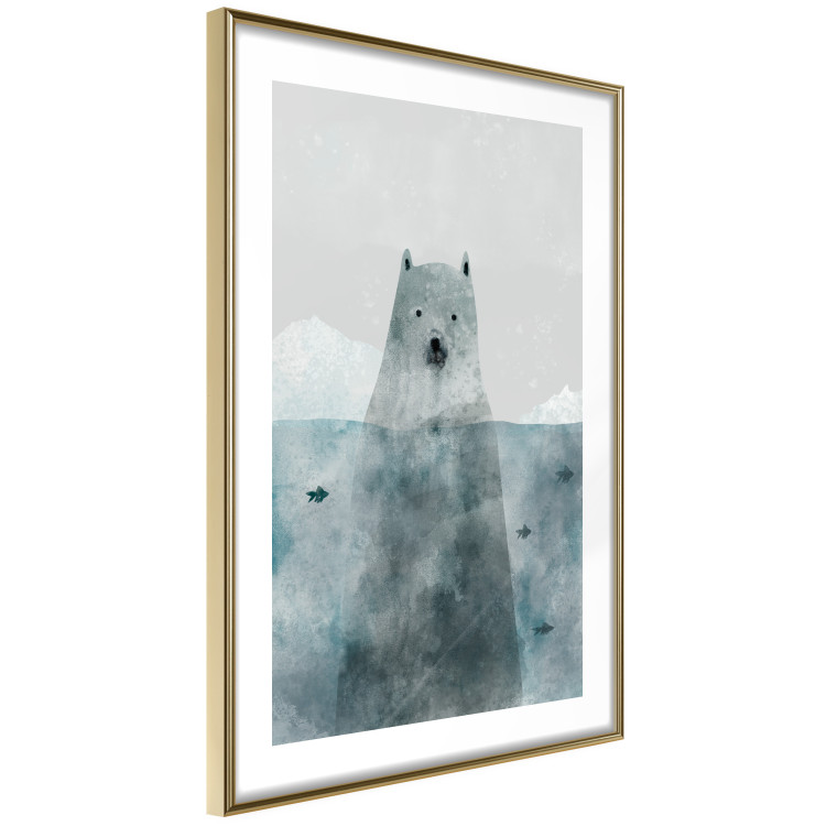 Wall Poster Polar Bear - animal in water with fish against a winter composition background 130755 additionalImage 6