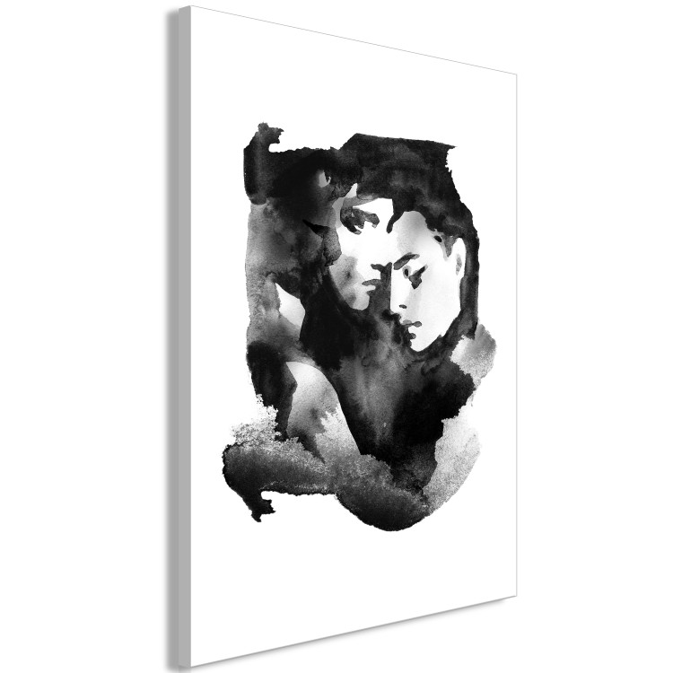 Canvas Love embraces - watercolour, black and white graphic with two people 132155 additionalImage 2