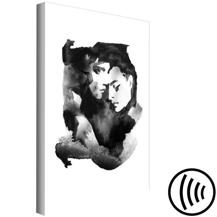 Canvas Love embraces - watercolour, black and white graphic with two people 132155 additionalImage 6