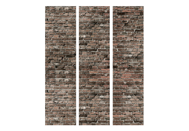 Room Divider Old Brick (3-piece) - composition in dark red brick background 132855 additionalImage 3