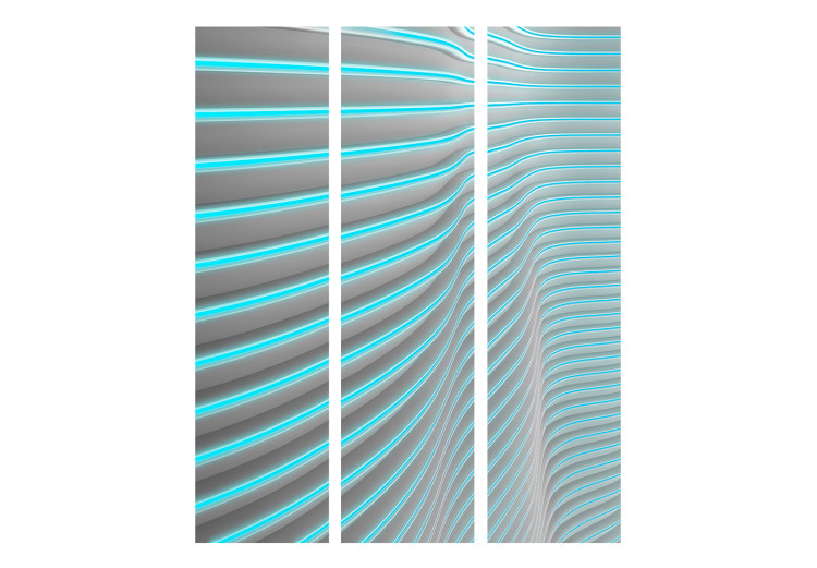 Folding Screen Neon Blue (3-piece) - simple abstraction with a touch of turquoise 133055 additionalImage 3