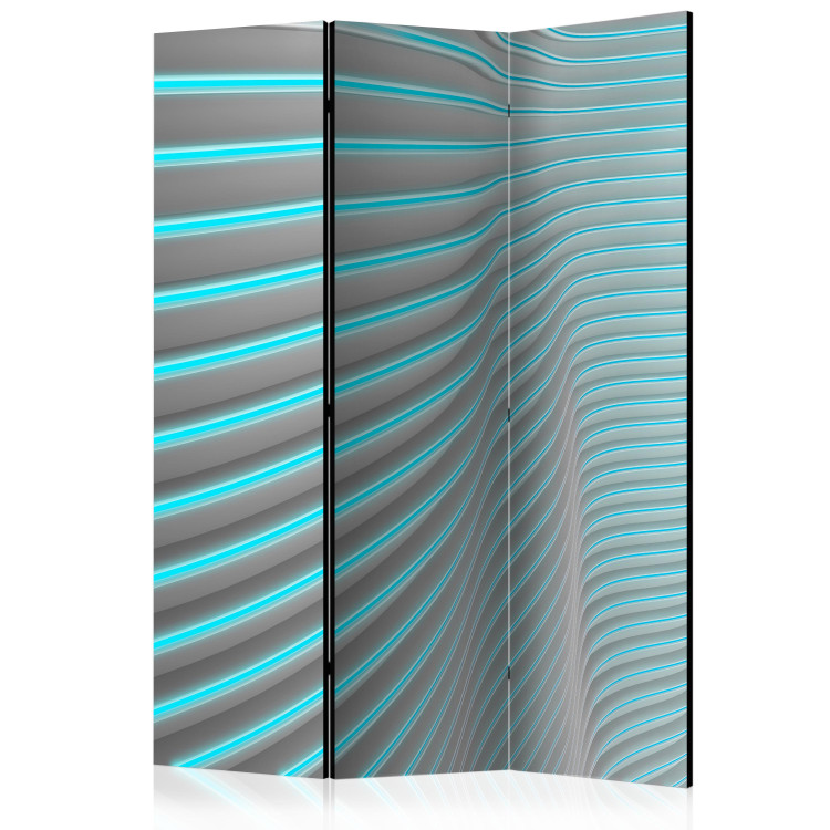 Folding Screen Neon Blue (3-piece) - simple abstraction with a touch of turquoise 133055