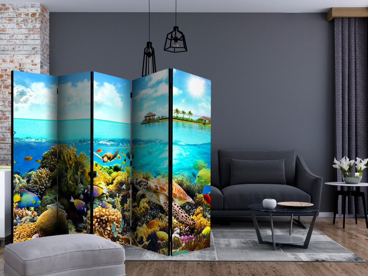 Room Divider Screen Heavenly Maldives II (5-piece) - colorful fish and turtles against an ocean backdrop 133155 additionalImage 4