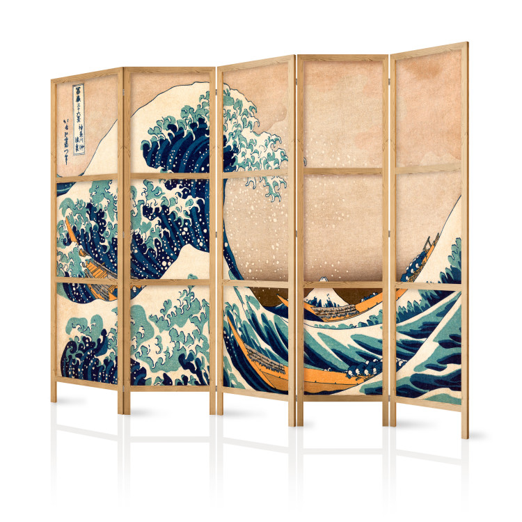 Room Divider Screen Hokusai: The Great Wave off Kanagawa (Reproduction) II (5-piece) - water 133255 additionalImage 5