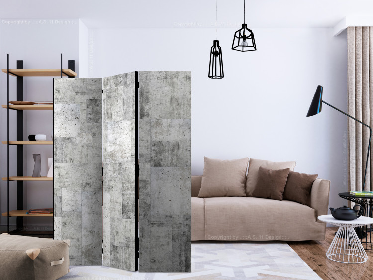 Folding Screen Concrete: Gray City (3-piece) - simple composition in gray background 133455 additionalImage 4