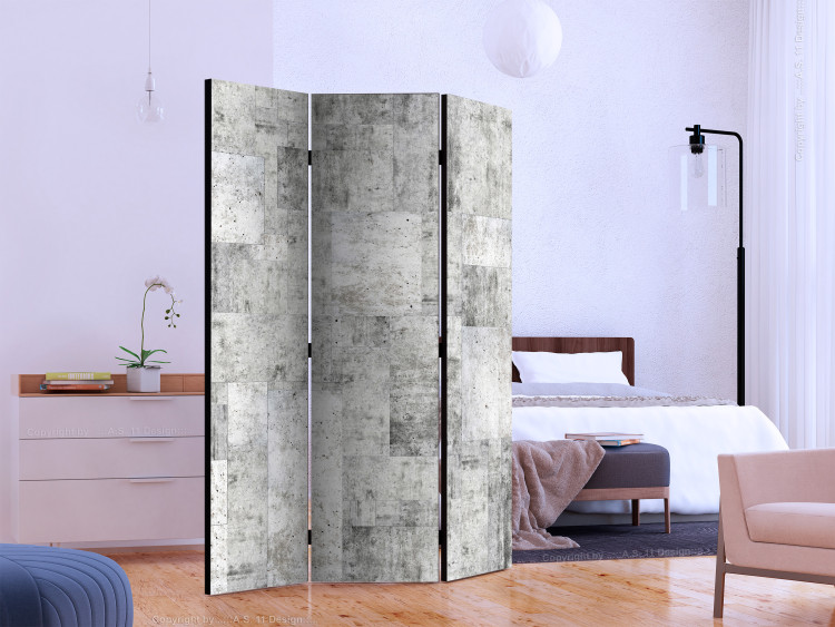 Folding Screen Concrete: Gray City (3-piece) - simple composition in gray background 133455 additionalImage 2