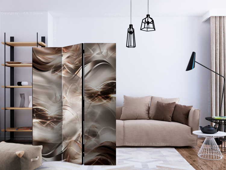 Room Divider Screen Nut Waves - golden undulating patterns in an abstract 3D motif 133755 additionalImage 4