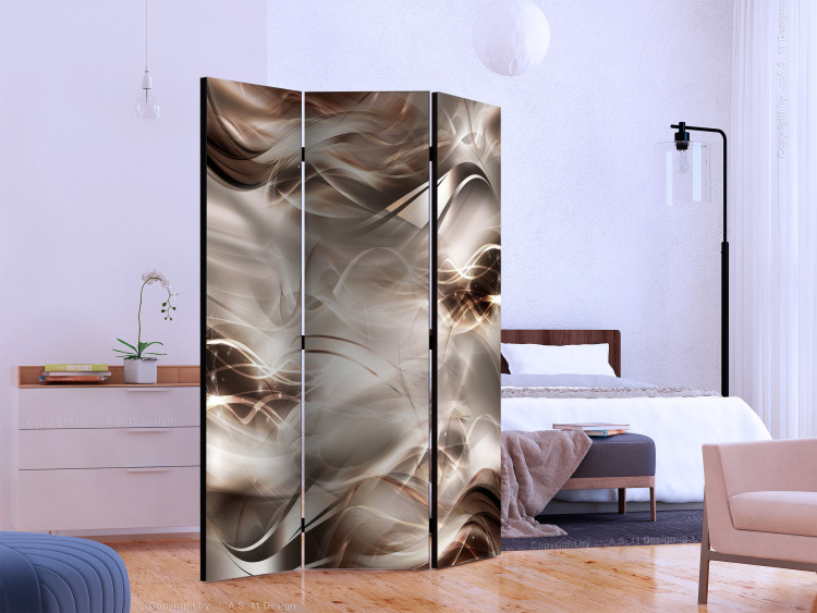 Room Divider Screen Nut Waves - golden undulating patterns in an abstract 3D motif 133755 additionalImage 2