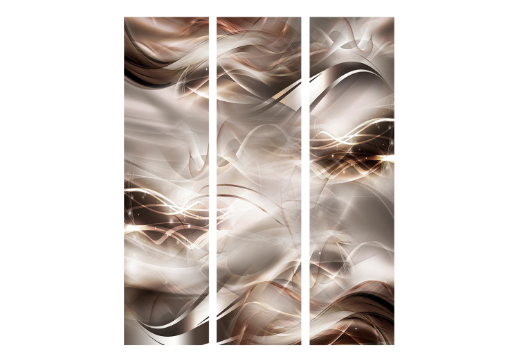 Room Divider Screen Nut Waves - golden undulating patterns in an abstract 3D motif 133755 additionalImage 3