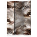 Room Divider Screen Nut Waves - golden undulating patterns in an abstract 3D motif 133755
