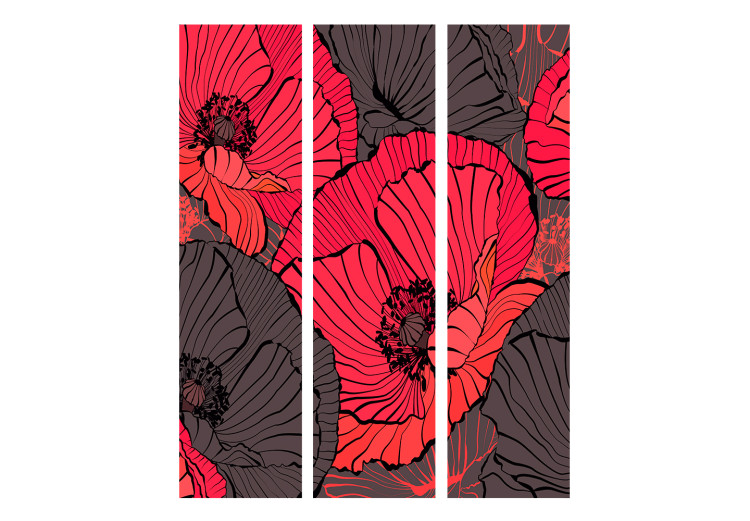 Room Divider Pleated Poppies - red and black poppy flowers in a comic style 133955 additionalImage 3
