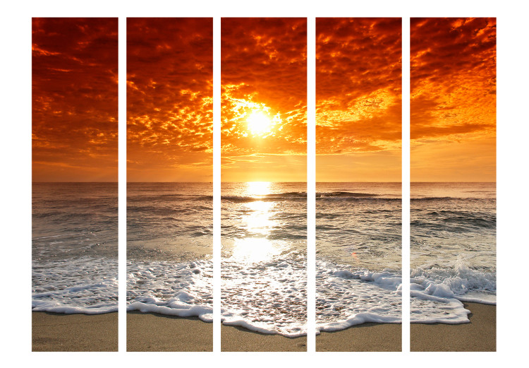 Folding Screen Fairytale Sunset II (5-piece) - calm waves against the sky 134155 additionalImage 3