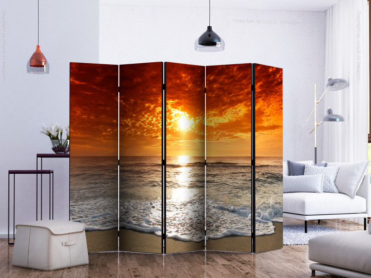 Folding Screen Fairytale Sunset II (5-piece) - calm waves against the sky 134155 additionalImage 2