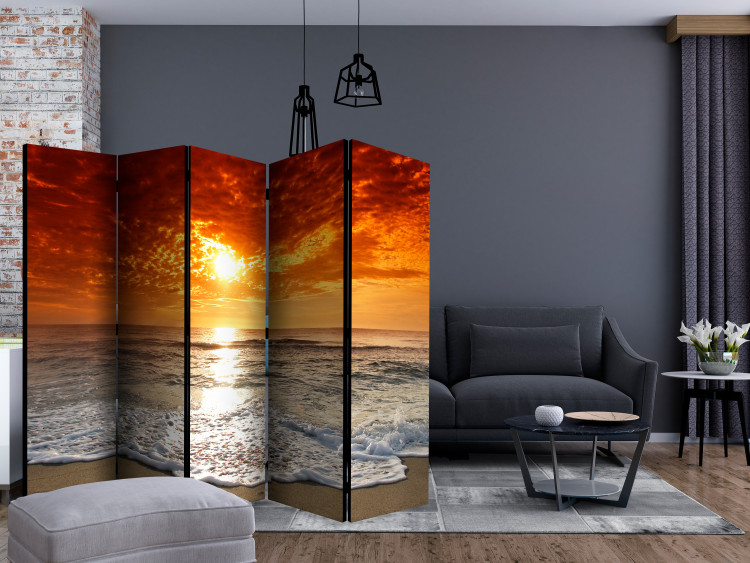 Folding Screen Fairytale Sunset II (5-piece) - calm waves against the sky 134155 additionalImage 4
