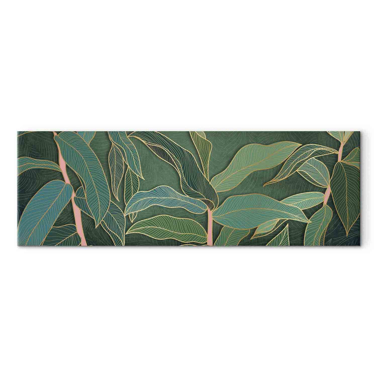 Canvas Print Exotic Views (1-piece) Narrow - landscape of leaves in art deco style 134255