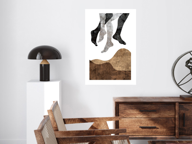 Poster Detached from Earth - a unique abstraction in brown waves on white 136055 additionalImage 7