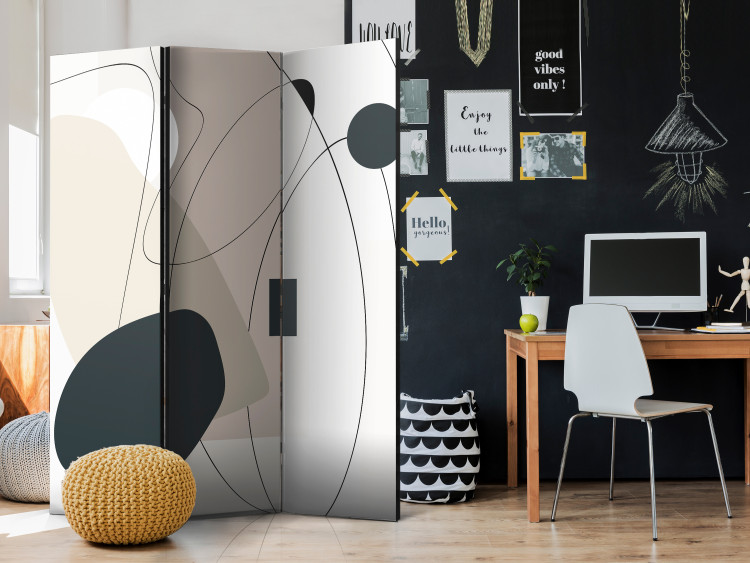 Folding Screen Waves of Shapes (3-piece) - Geometric abstraction in boho style 136555 additionalImage 4