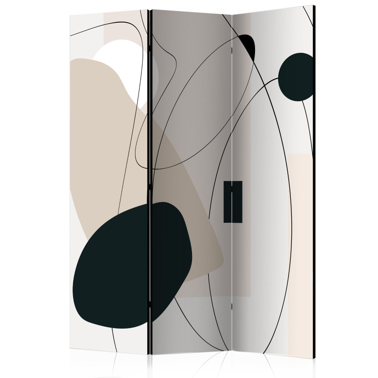 Folding Screen Waves of Shapes (3-piece) - Geometric abstraction in boho style 136555