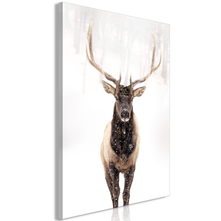 Canvas Print Deer in the Snow (1-piece) Vertical - animal and frosty winter backdrop 137955 additionalImage 2