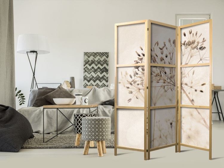 Room Divider Screen Serenity and Contemplation (3-piece) - Delicate plants on a beige background 138355 additionalImage 8