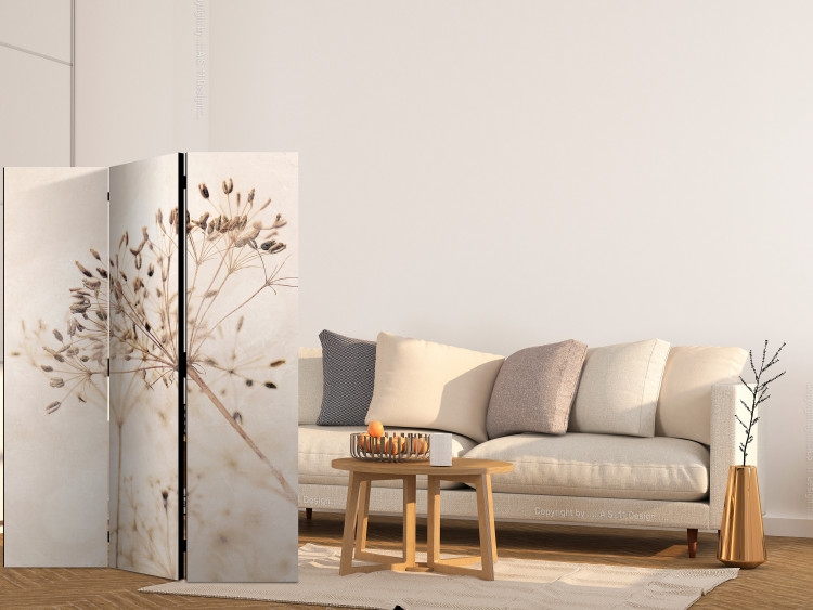 Room Divider Screen Serenity and Contemplation (3-piece) - Delicate plants on a beige background 138355 additionalImage 4