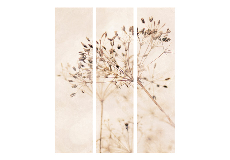 Room Divider Screen Serenity and Contemplation (3-piece) - Delicate plants on a beige background 138355 additionalImage 3