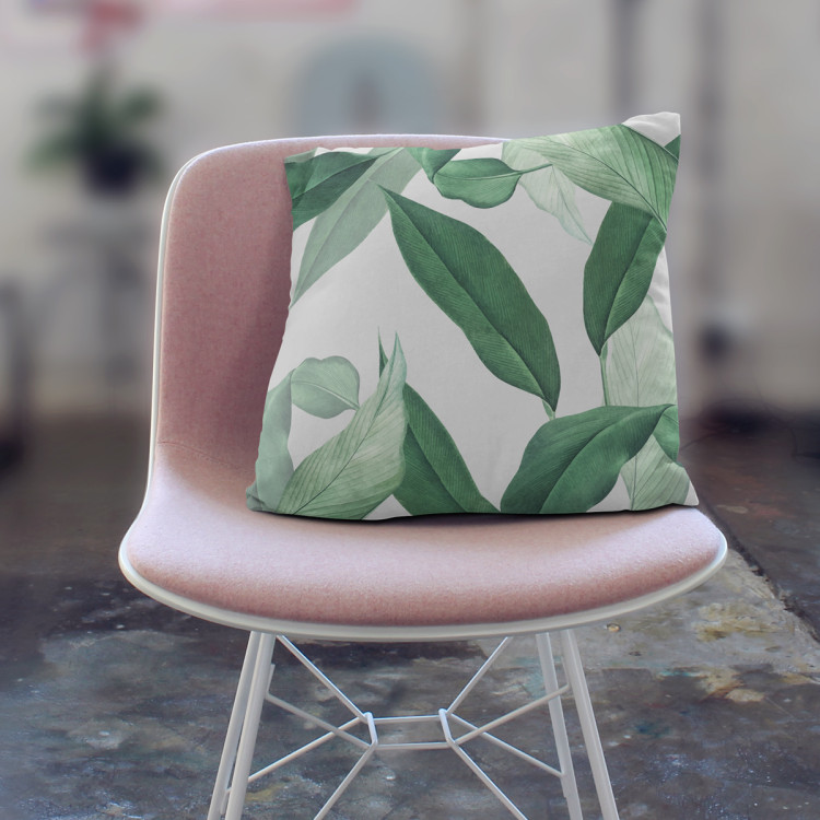 Decorative Microfiber Pillow Lightness of leaves - a subtle plant composition on a white background cushions 146855 additionalImage 7