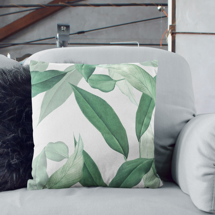 Decorative Microfiber Pillow Lightness of leaves - a subtle plant composition on a white background cushions 146855 additionalImage 6