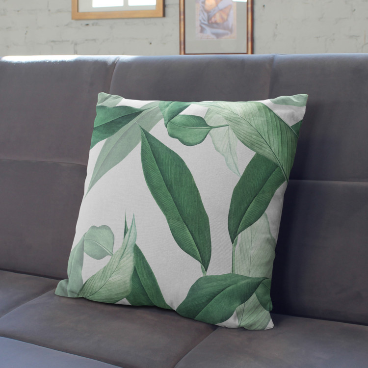 Decorative Microfiber Pillow Lightness of leaves - a subtle plant composition on a white background cushions 146855 additionalImage 5