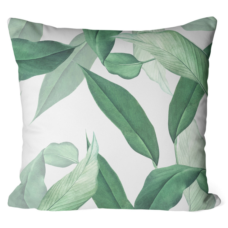 Decorative Microfiber Pillow Lightness of leaves - a subtle plant composition on a white background cushions 146855