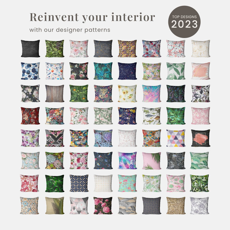 Decorative Microfiber Pillow Floral geometry - hexagons and branches in dark colours cushions 146955 additionalImage 8