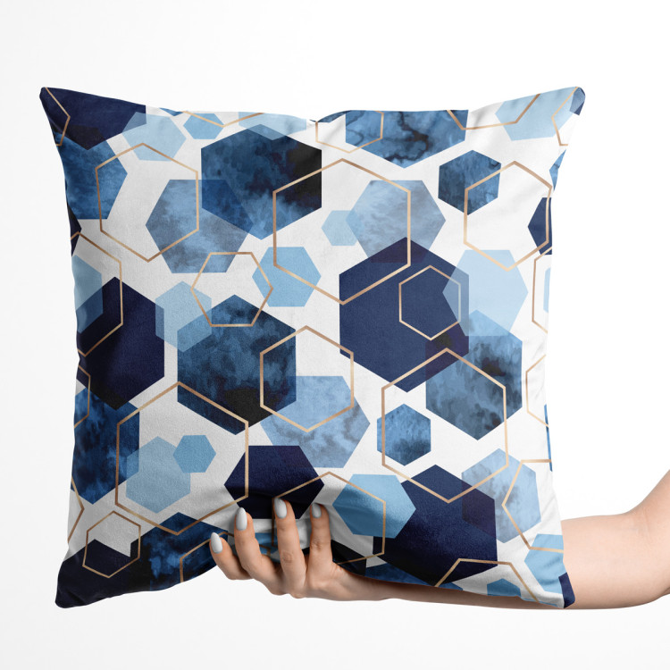Decorative Velor Pillow Elegant hexagons - geometric motifs shown on a white background 147155 additionalImage 3