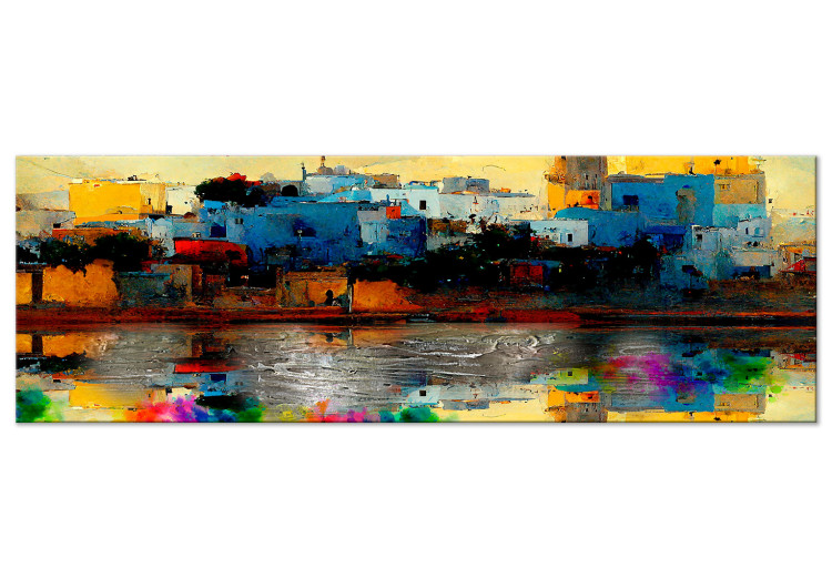 Canvas Art Print Gafsa, Tunisia - Abstract Colorful Town on the Seashore 147655