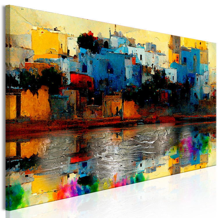 Canvas Art Print Gafsa, Tunisia - Abstract Colorful Town on the Seashore 147655 additionalImage 2