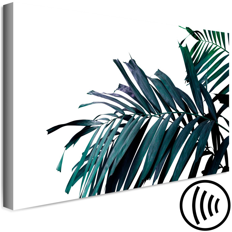 Canvas Art Print Palm branch branch - dark blue-green palm leaves on a white background 149655 additionalImage 6