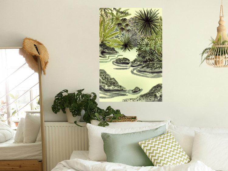 Wall Poster Tropical Lake - Watercolor Landscape in Shades of Green 150055 additionalImage 11