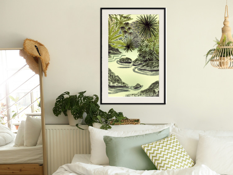 Wall Poster Tropical Lake - Watercolor Landscape in Shades of Green 150055 additionalImage 24