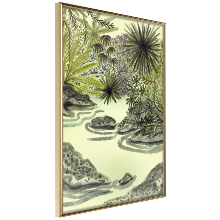 Wall Poster Tropical Lake - Watercolor Landscape in Shades of Green 150055 additionalImage 6