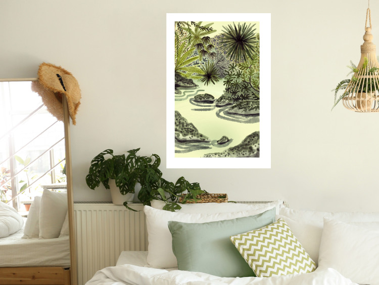 Wall Poster Tropical Lake - Watercolor Landscape in Shades of Green 150055 additionalImage 10