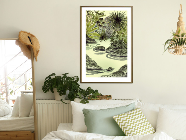 Wall Poster Tropical Lake - Watercolor Landscape in Shades of Green 150055 additionalImage 27