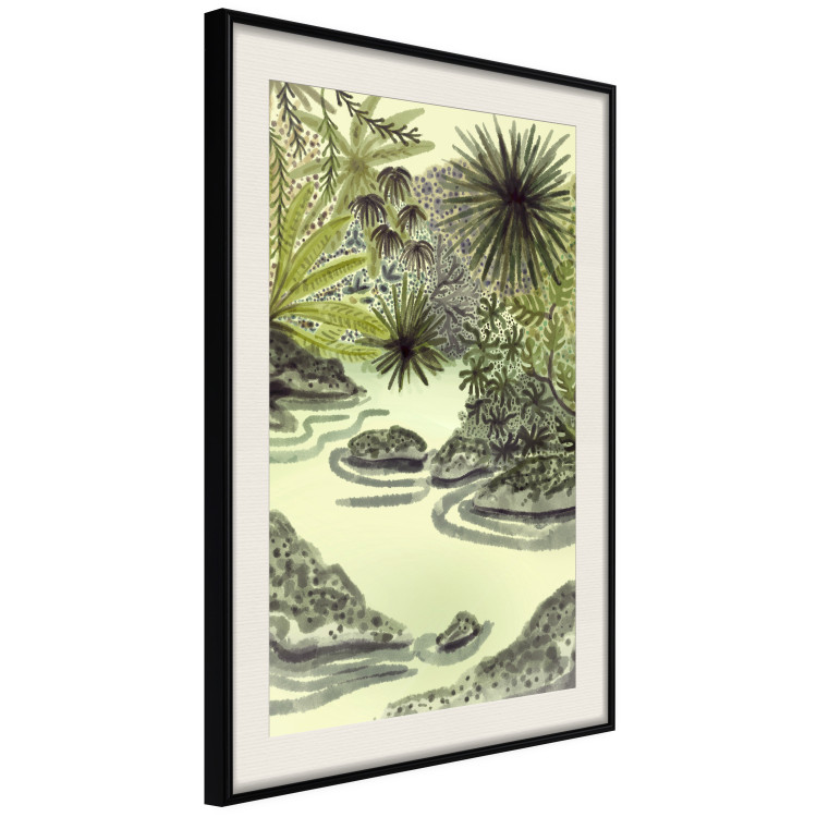 Wall Poster Tropical Lake - Watercolor Landscape in Shades of Green 150055 additionalImage 10
