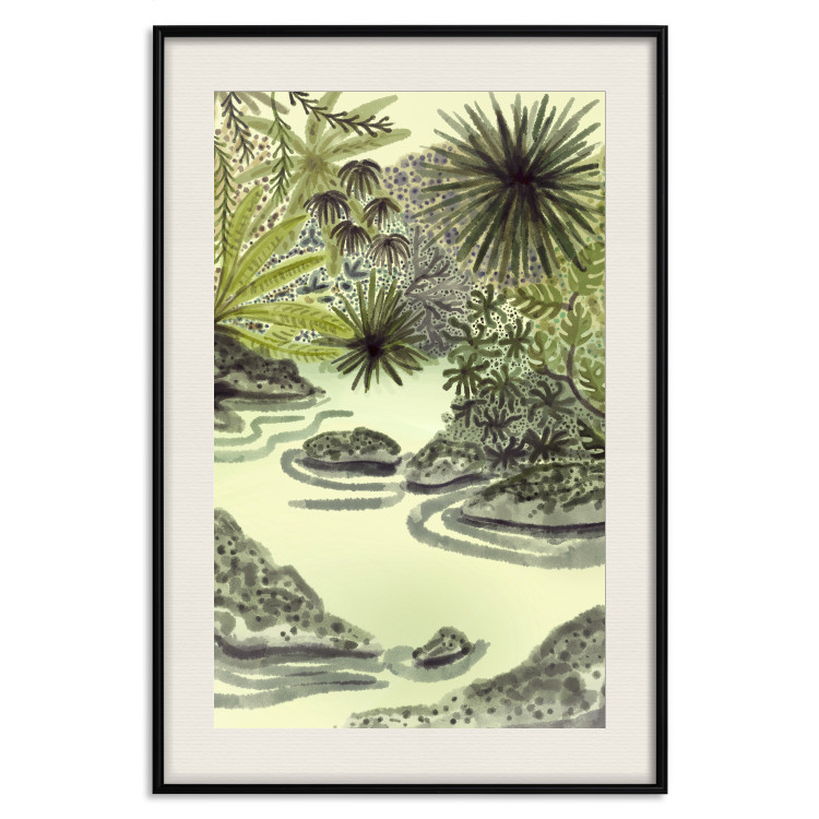 Wall Poster Tropical Lake - Watercolor Landscape in Shades of Green 150055 additionalImage 22