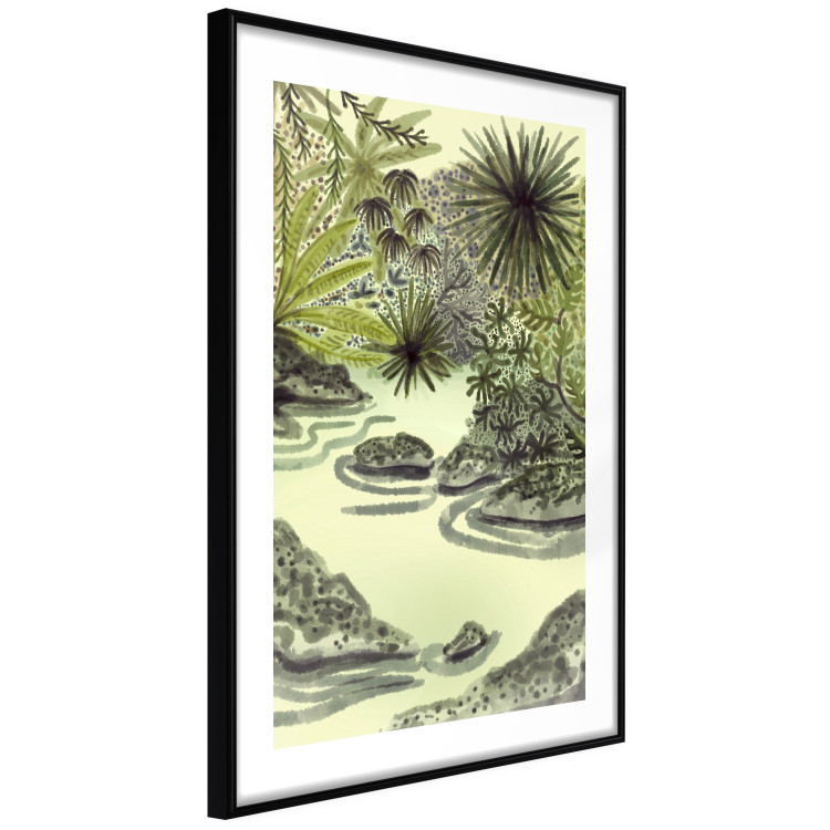 Wall Poster Tropical Lake - Watercolor Landscape in Shades of Green 150055 additionalImage 7