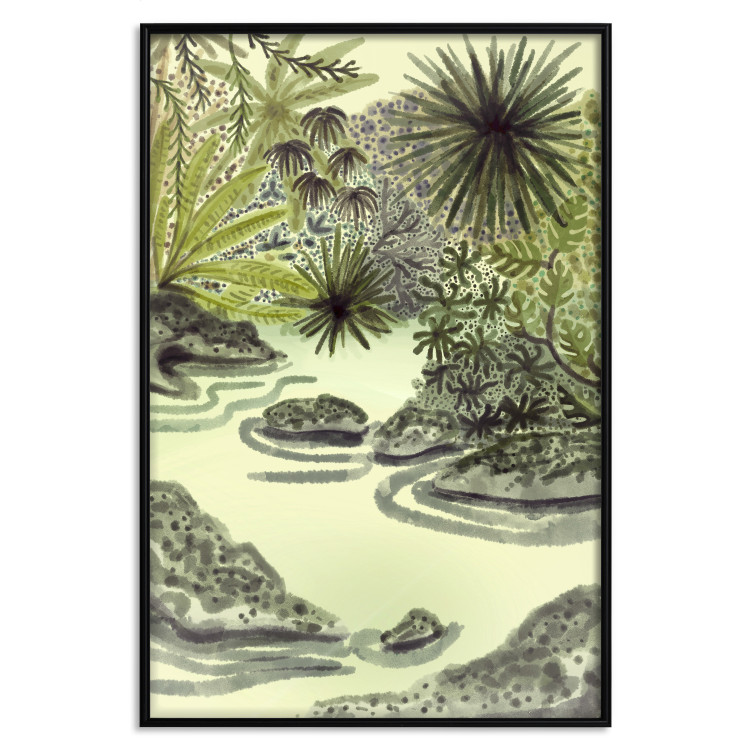 Wall Poster Tropical Lake - Watercolor Landscape in Shades of Green 150055 additionalImage 26
