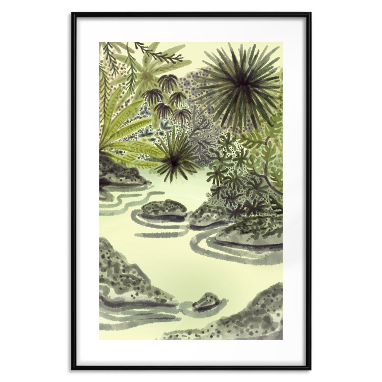 Wall Poster Tropical Lake - Watercolor Landscape in Shades of Green 150055 additionalImage 19