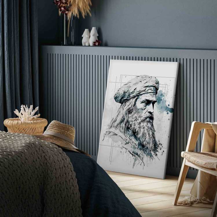 Canvas Print Leonardo Da Vinci - A Black and White Portrait of the Artist Generated by AI 151055 additionalImage 11