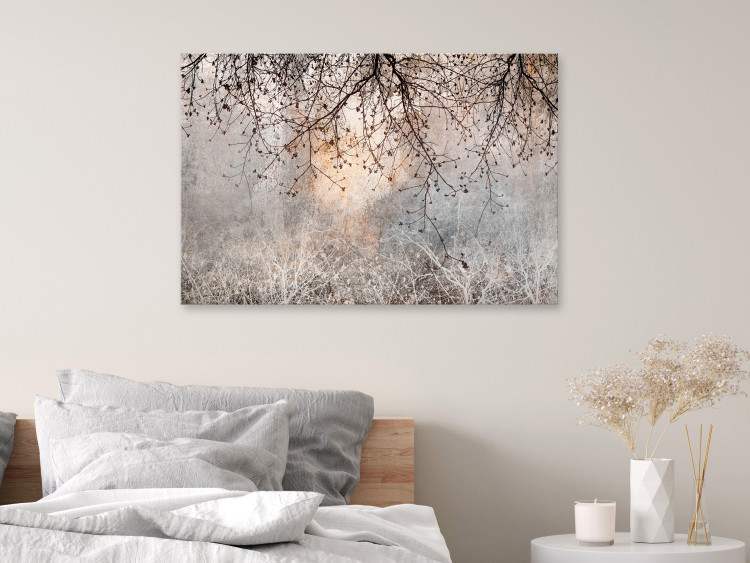 Canvas Decorative Tree - Delicate Twigs With Flowers in the Colors of the Morning 151455 additionalImage 3