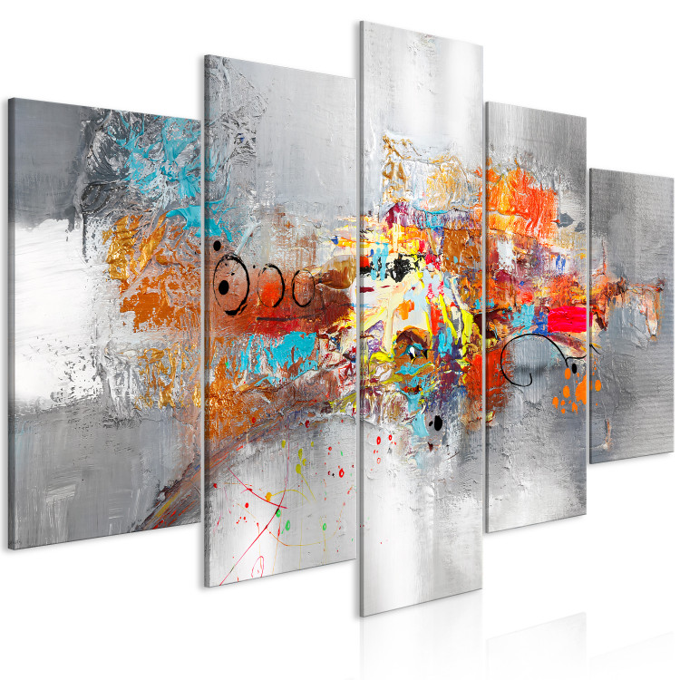 Canvas Print Colorful Abstraction - Expression in Vivid Colors on a Silver Background 152055 additionalImage 2