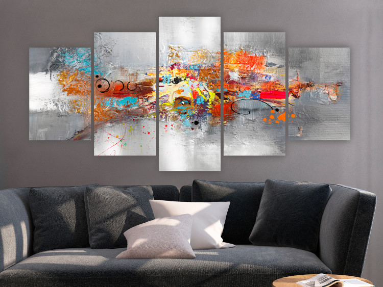 Canvas Print Colorful Abstraction - Expression in Vivid Colors on a Silver Background 152055 additionalImage 3